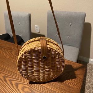 Zara round straw purse